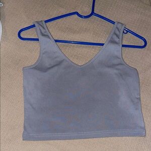 Gray Women's V Neck Crop Tank Top